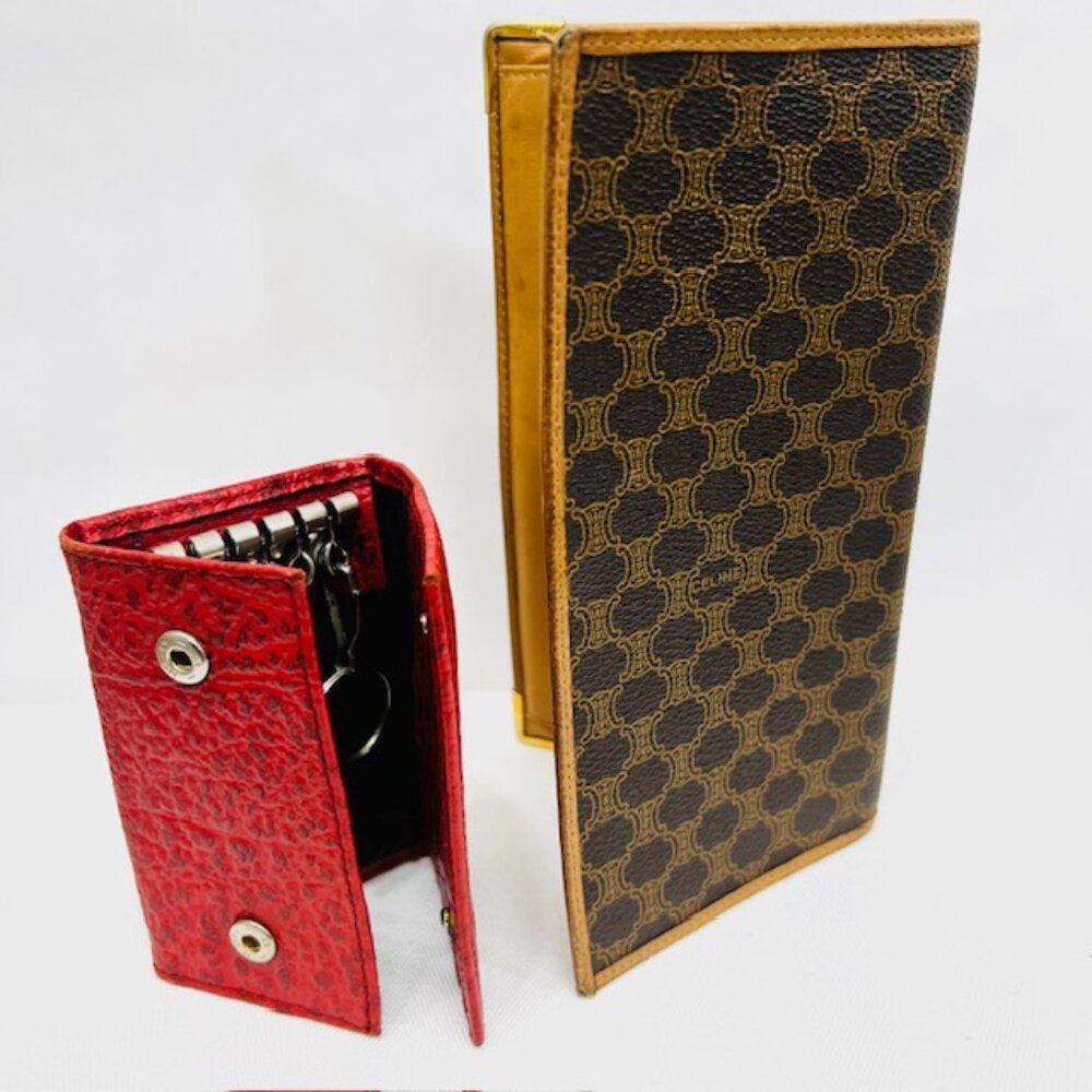 Authentic CELINE M06 Macadam Wallet PVC/leather & Key holder Red leather ( 94) - Picture 4 of 10